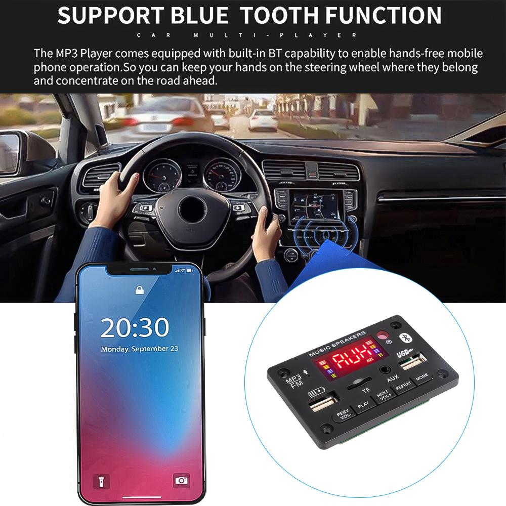 Bo mạch giải mã âm thanh đa chức năng: GHI ÂM, CALL, Thẻ nhớ, USB, FM, AUX, BLUETOOTH 5.0, SẠC USB, ĐKTX.