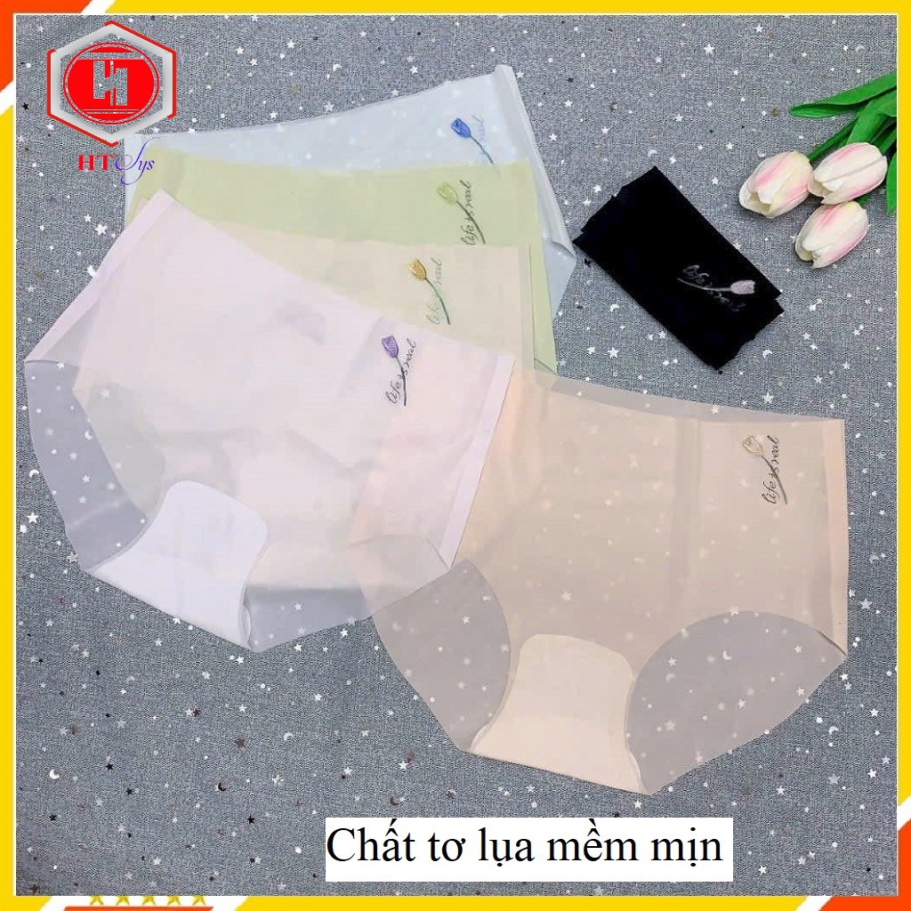 Bộ 5 Quần Lót Nữ, Quần Sịp Nữ, Quần Lót Nữ Không Viền, Chất Su Tơ Cao Cấp In Hình Hoa Tulip, Quần Xì Nữ