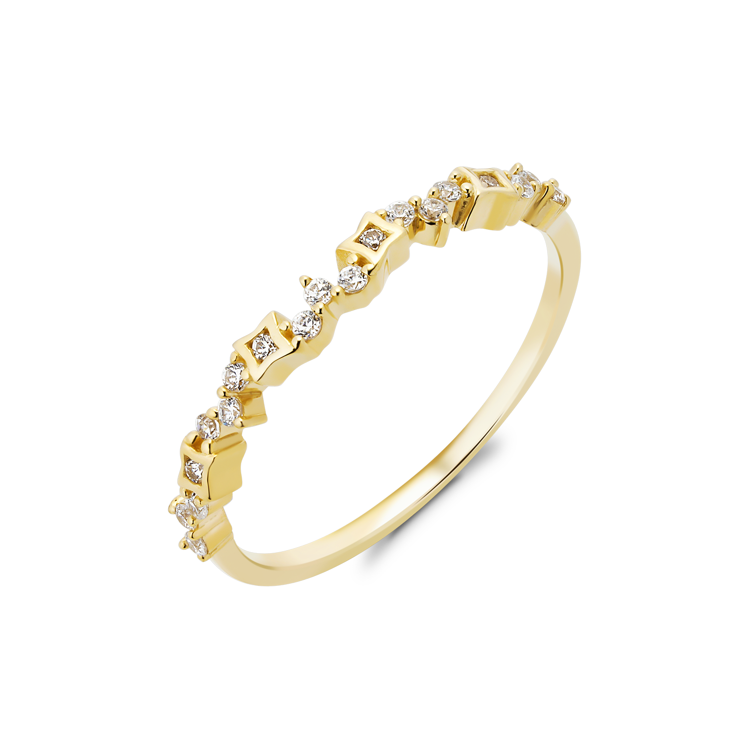 Nhẫn Nữ Vàng 14K Họa Tiết Họa Tiết Độc Đáo Đính Đá CZ Cao Cấp Lấp Lánh NLF431 Huy Thanh Jewelry - Size 9.5