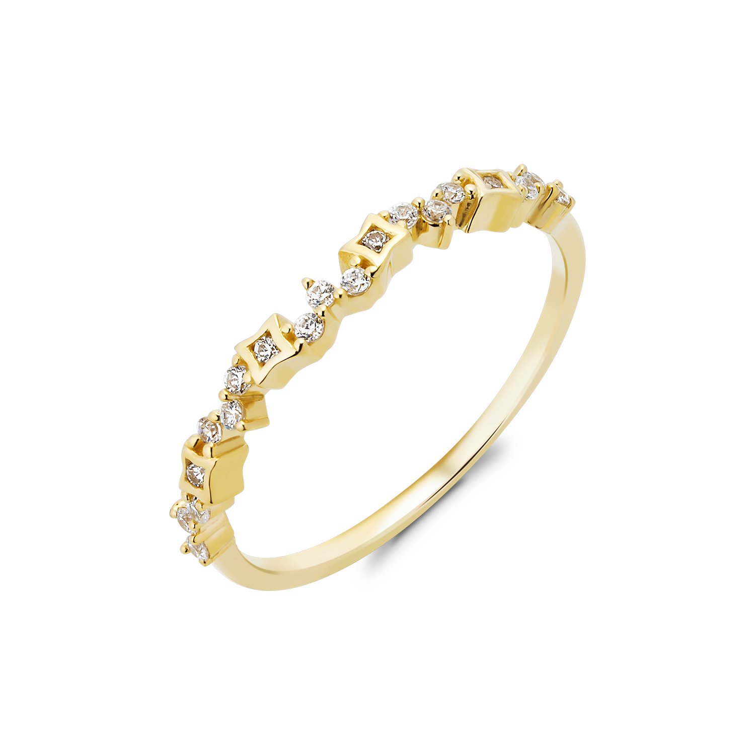 Nhẫn Nữ Vàng 14K Họa Tiết Họa Tiết Độc Đáo Đính Đá CZ Cao Cấp Lấp Lánh NLF431 Huy Thanh Jewelry