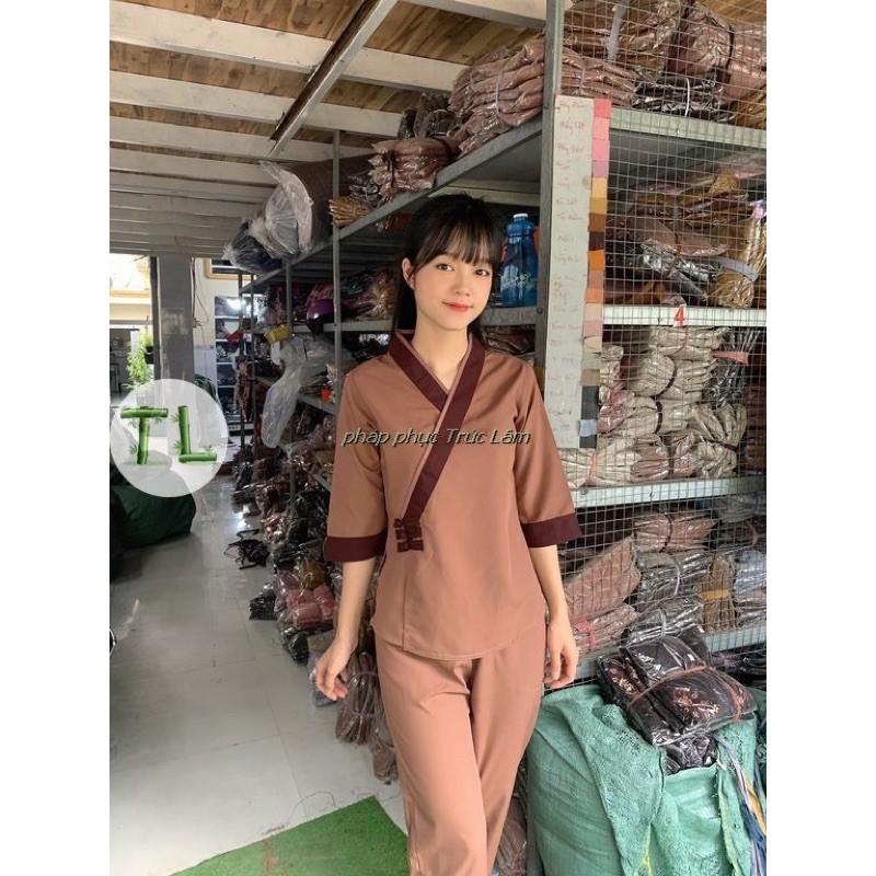 Đồ Lam Đi Chùa Pháp Phục Phật Giáo 3 nút kate s3