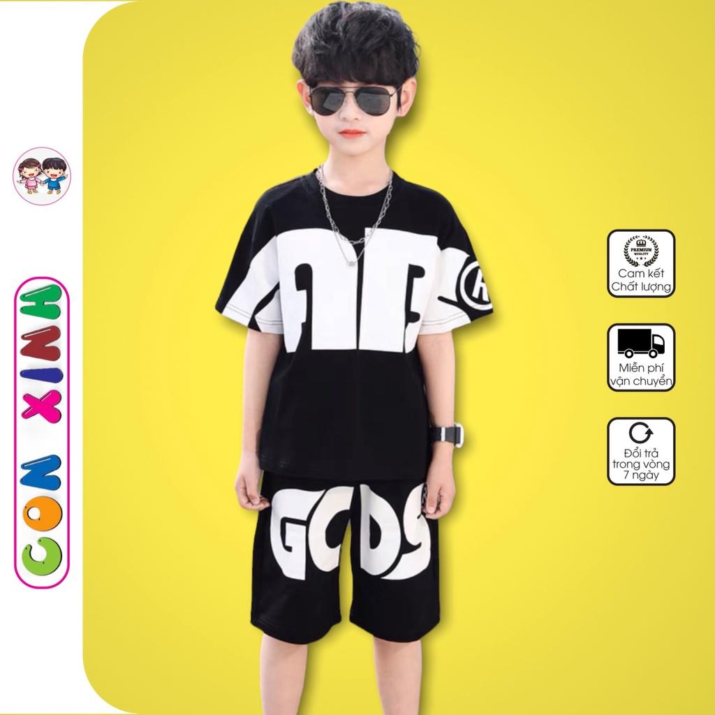 Đồ bộ bé trai Con Xinh cotton hình in ABDS, thời trang dành cho trẻ em từ 4 đến 10 tuổi