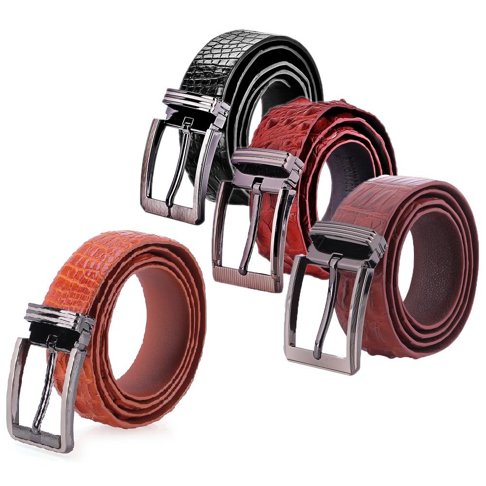 HC4715-16-17-18 - Thắt lưng nam da cá sấu Huy Hoàng gai đuôi 4P đầu kim màu đen, nâu đất, nâu đỏ, vàng bò