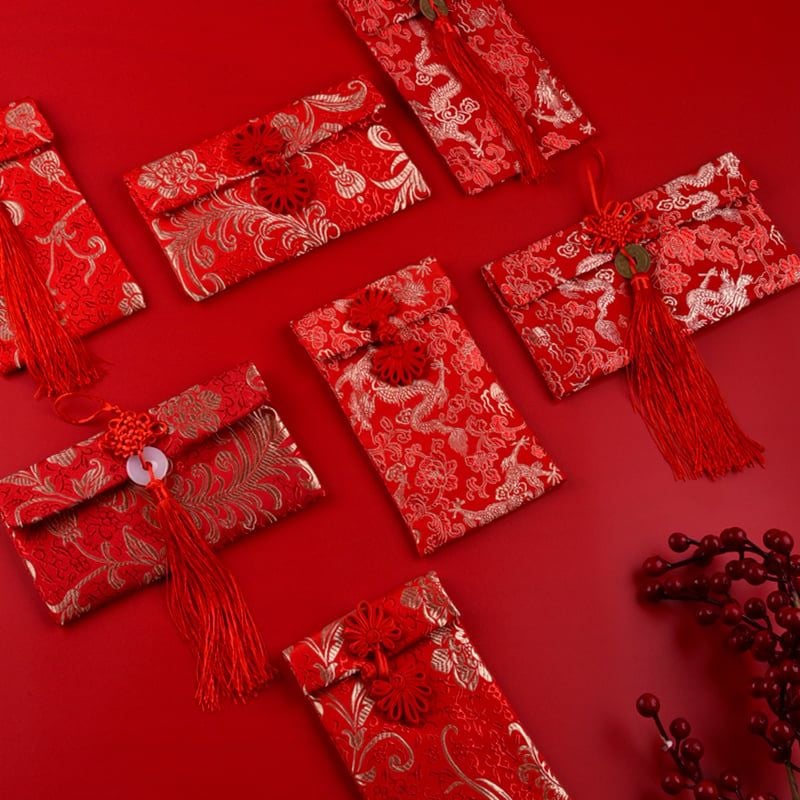 Classy Phong bì vải đỏ, Bao Lì Xì, bao đựng quà , bao thư làm từ Vải Gấm Cao Cấp Tết (Giá 1 Bao) dành tặng đám cưới, tết, lễ T1819