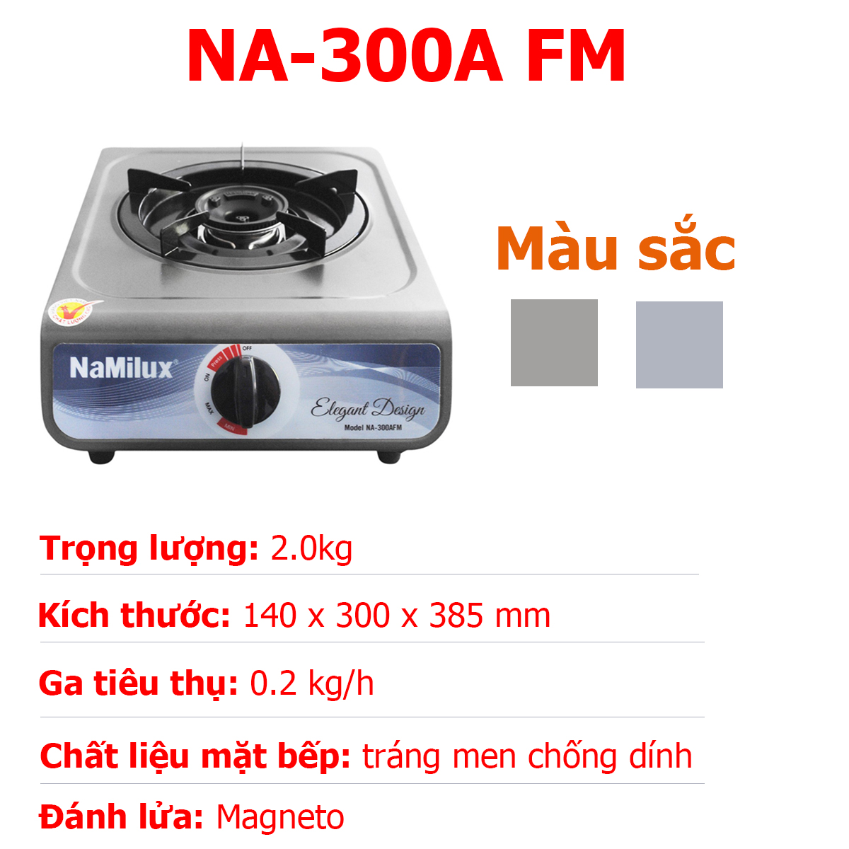 Bếp ga đơn Namilux NA-300A công nghệ Nhật Bản tiết kiệm ga tiêu thụ - Hàng chính hãng