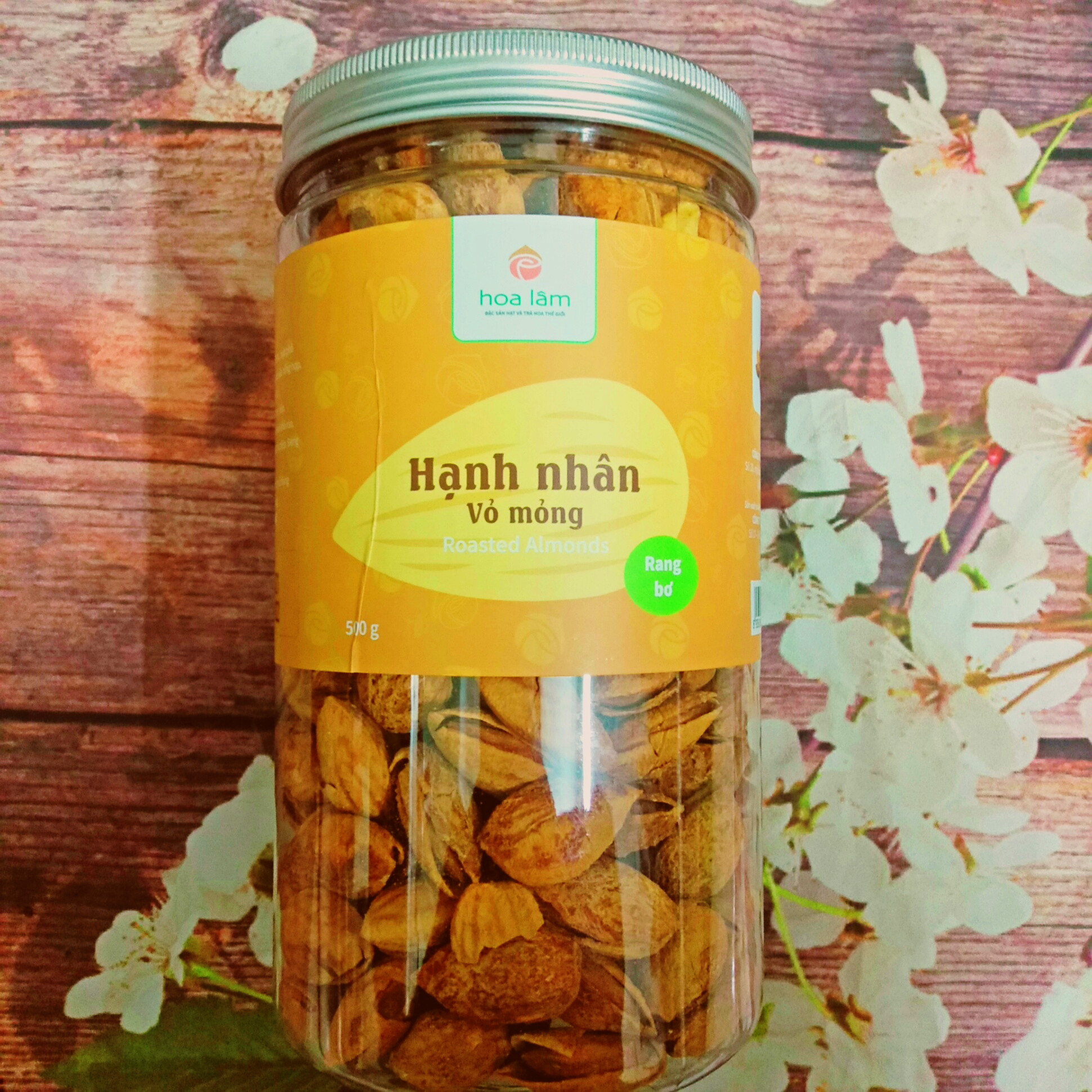 Hạnh Nhân Rang Bơ Vỏ Mỏng nhập khẩu 500gram - Hoa Lâm -  Hạt nguyên, thơm ngon, không tẩm.
