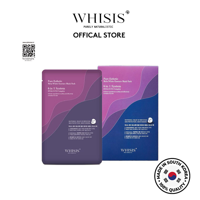 Hộp 10 Mặt nạ WHISIS Pure Esthetic Mela White Essence Mask Pack dưỡng trắng da cao cấp