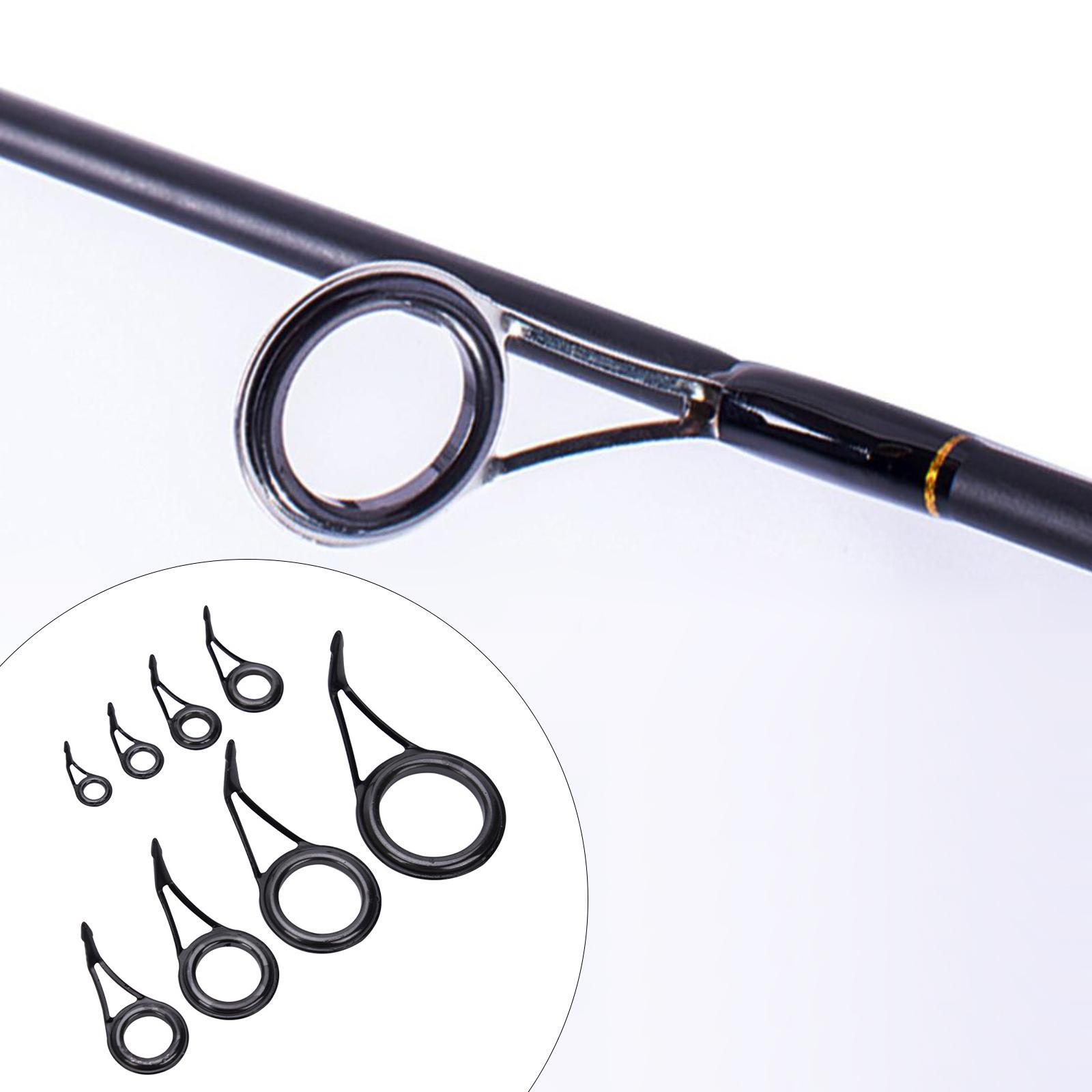 8 Pieces Fishing Rod Eye Rings Fishing Pole Guides Ceramic Tips Repair Ring Rod Repair Replacement