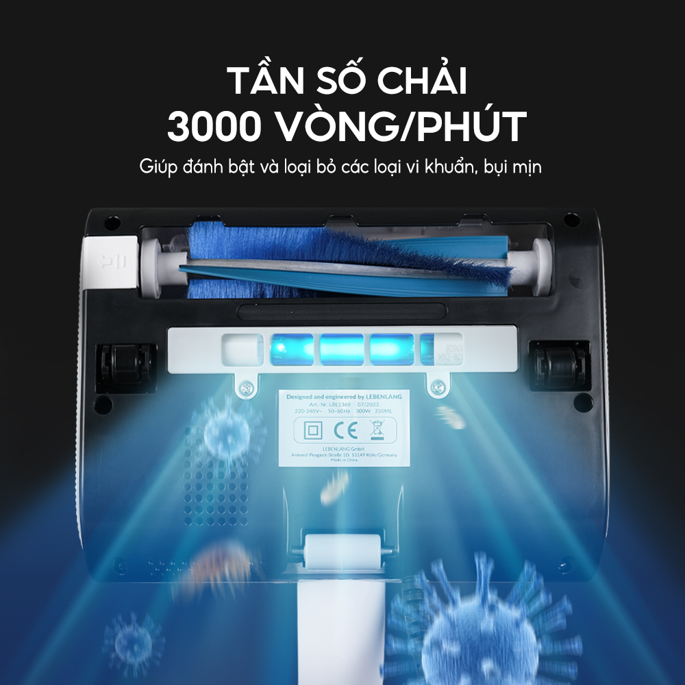 Máy hút bụi giường nệm cầm tay Lebenlang LBL1369, công suất 300W, dung tích 250ml, diệt khuẩn bằng tia UV - hàng chính hãng