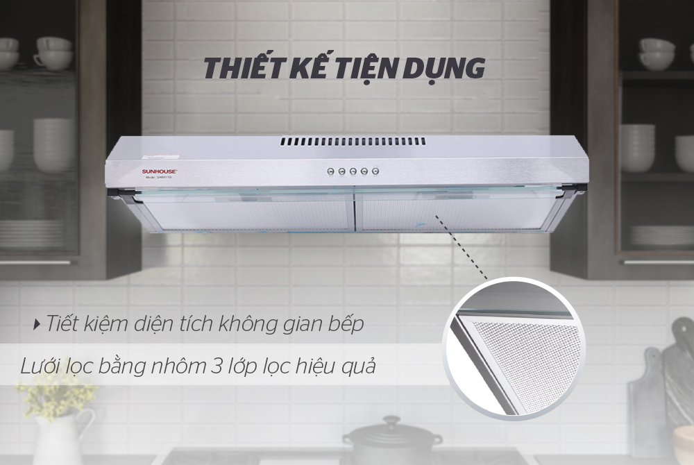 Máy Hút Mùi Âm Tủ Vỏ Inox Sunhouse SHB6118I - Bạc - Hàng chính hãng