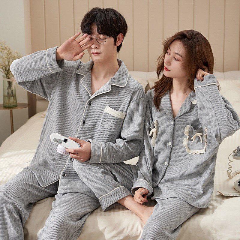 Bộ Ngủ Pijama Đôi Nam Nữ Chất Liệu Bông Cotton Mềm Mịn Co Giãn Hàng Cao Cấp QC