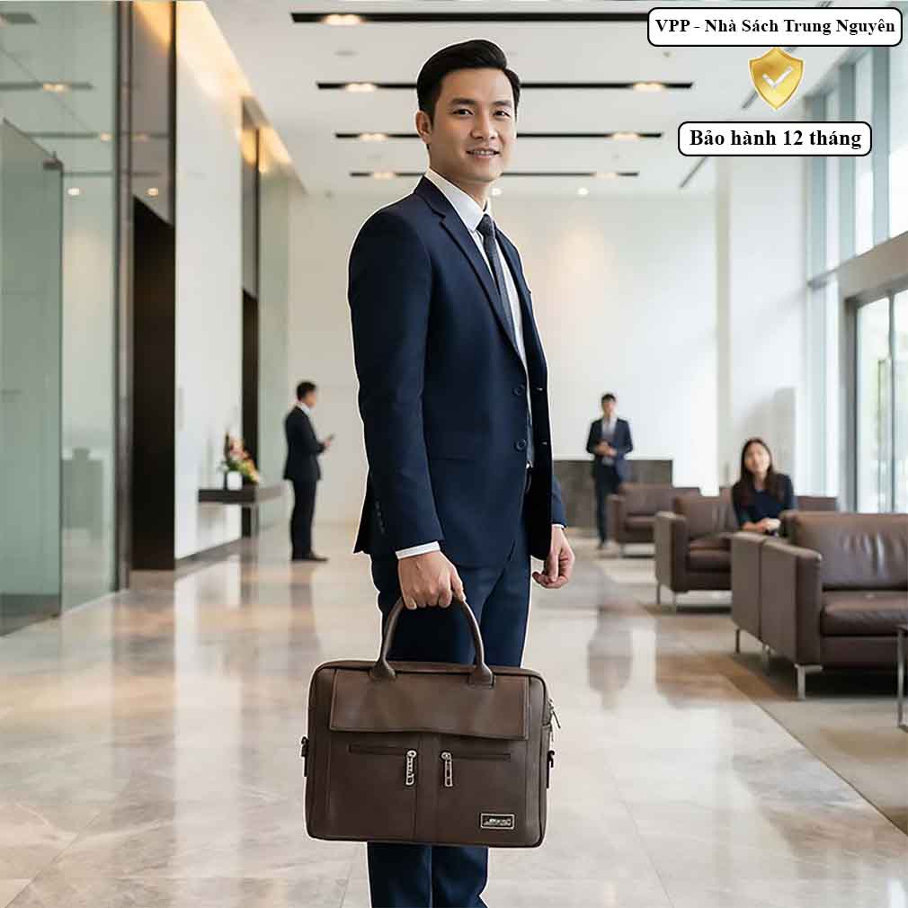 Cặp công sở da Xbags XB 4301 chống nước – Túi laptop 15.6 inch, cặp văn phòng nam cao cấp đa năng!