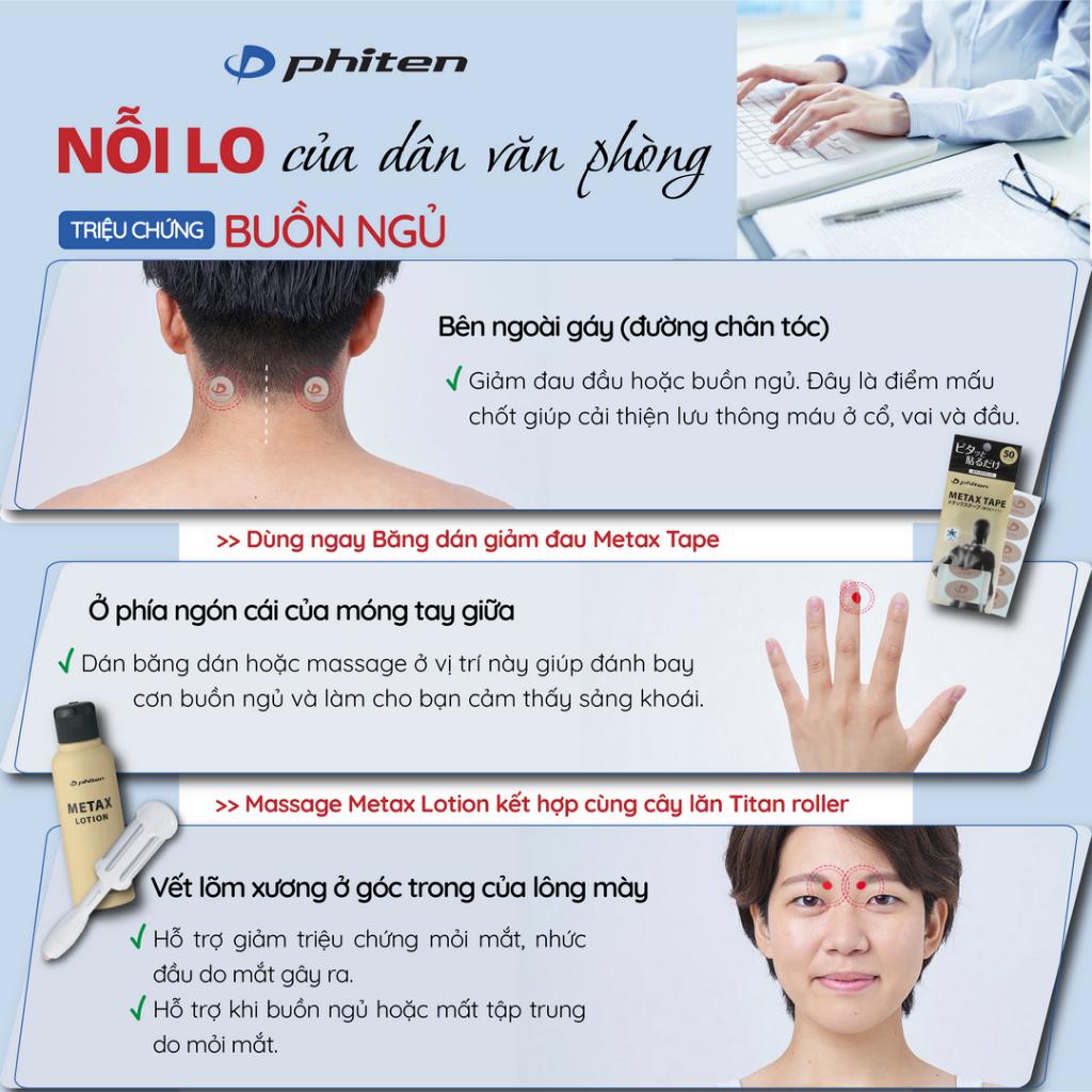 Miếng dán giảm đau Phiten titanium power tape (70 miếng) PT610000 hỗ trợ vận động, giảm đau vai gáy, đau khớp