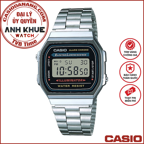 Đồng hồ unisex dây kim loại Casio Standard chính hãng A168WA-1WDF (36mm)