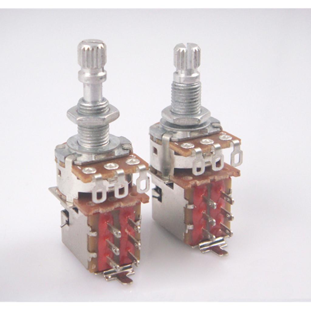 2X 2 Pack Push Pull Control Pots Guitar Potentiometer 18mm Split Shaft
