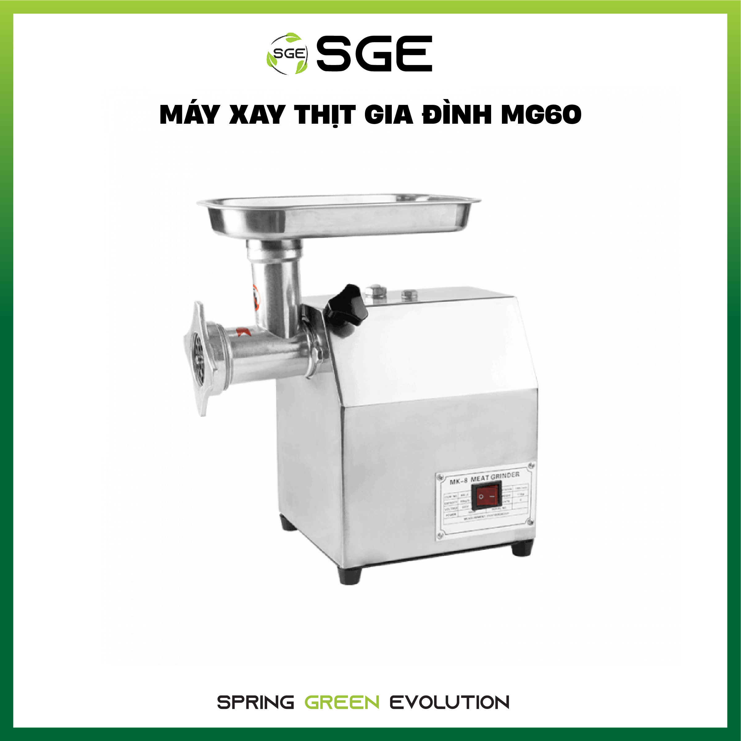 Máy Xay Thịt Gia Đình MG60, Xay Tốc Độ Cao, Nhuyễn Mọi Loại Thực Phẩm, Tiết Kiệm Điện. Hàng Nhập Khẩu SGE Thailand!! 