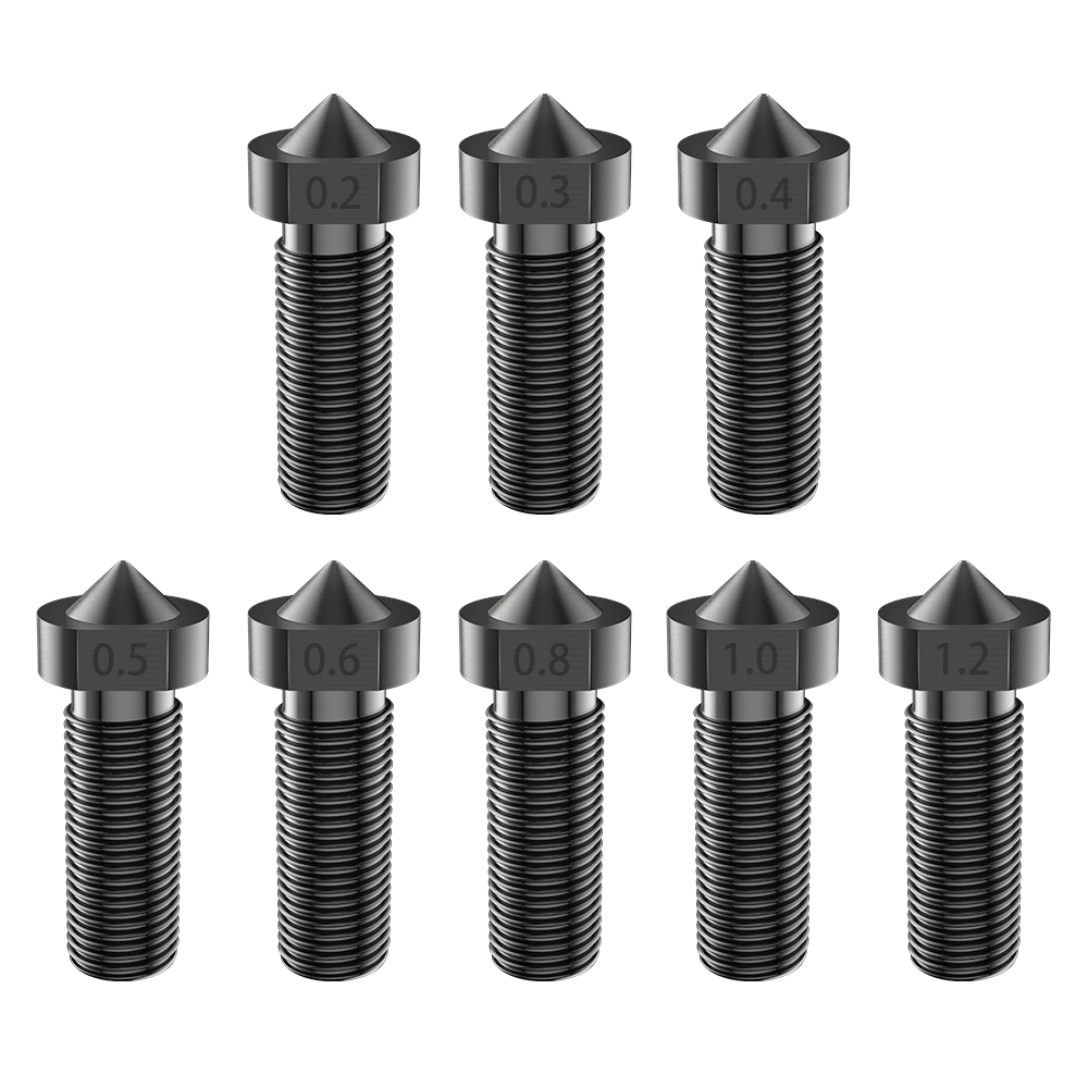 KINGROON 2 chiếc E3D Núi Lửa Thép Cứng Vòi Phun Bằng Đồng M6 Ren 3D Máy In Hotend Núi Lửa Vòi Phun 0.2mm-1.2mm Cho Dây Tóc 1.75mm