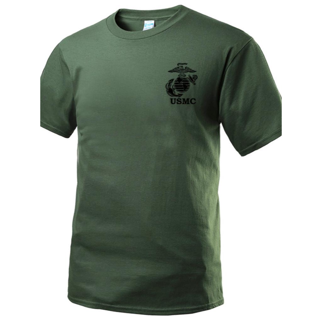Áo thun USMC_chiến thuật_dã ngoại - xanh lính, xanh lính