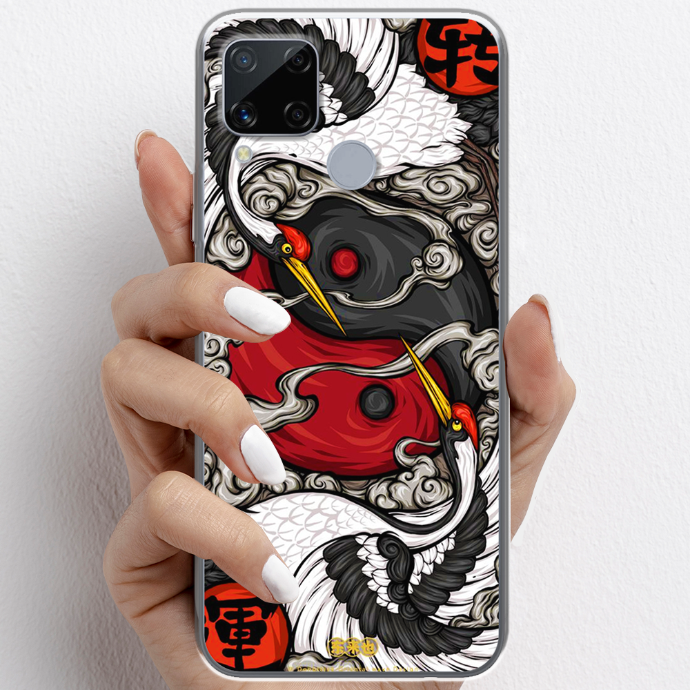 Ốp lưng cho Realme C15, Realme C17 nhựa TPU mẫu Hạc âm dương
