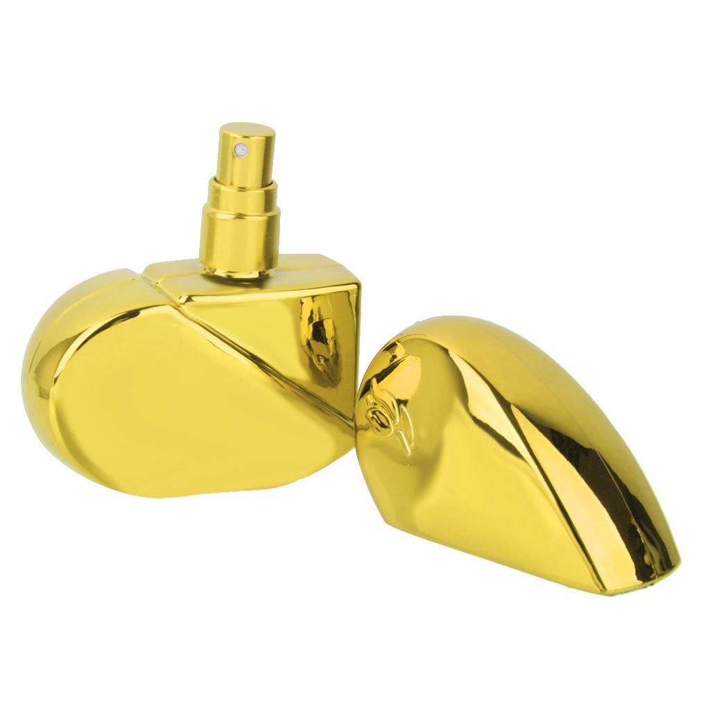 2X Heart Shape Empty Perfume Bottle Plastic Fragrance Scent Atomizer 25ml Gold