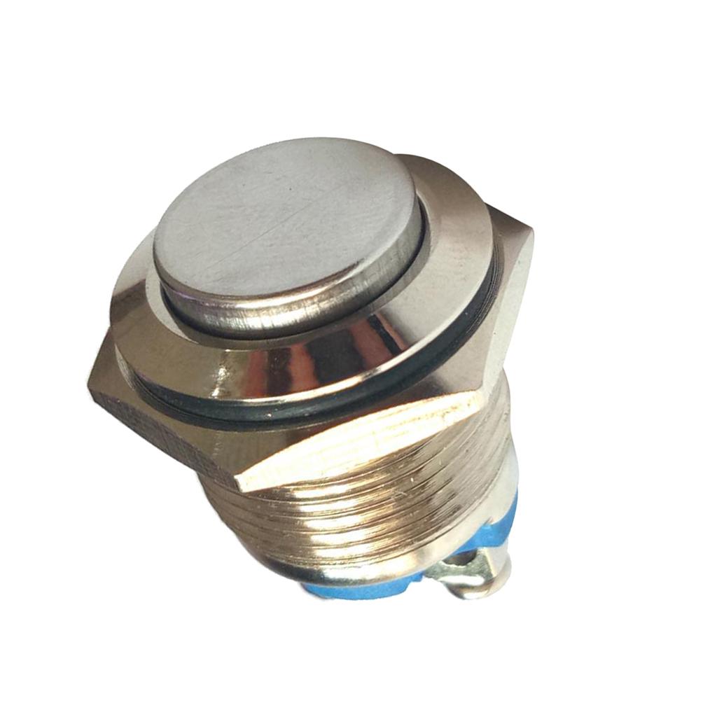 5 Pieces 16mm High Round Metal Push Button Switch Momentary Reset Silver