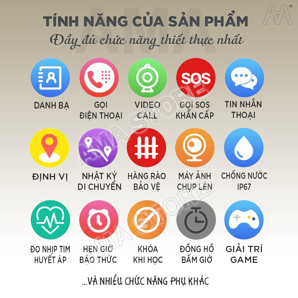 Đồng hồ Thông minh Cho Trẻ em, Học sinh, Sinh viên Định vị Wifi gọi Điện thoại, Video call AMA Watch C90 Hàng nhập khẩu