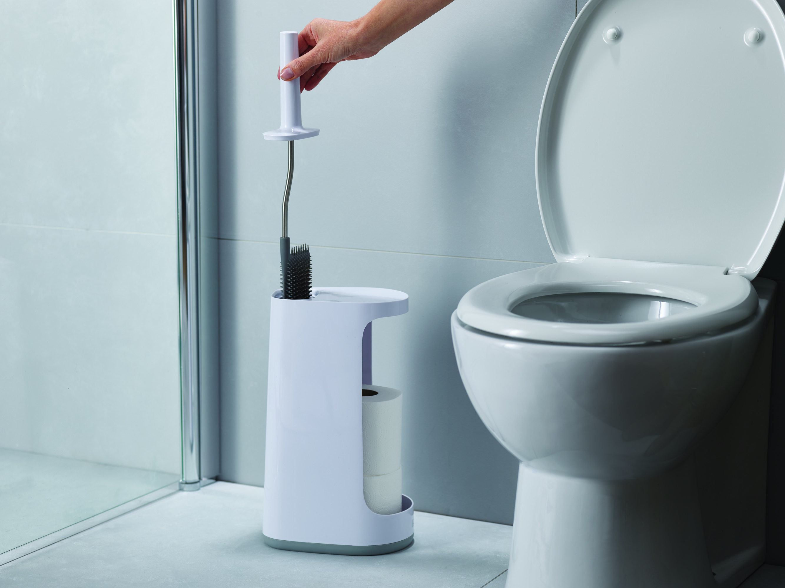 Bộ cọ toilet thông minh cao cấp Joseph Joseph Lớn 001990 Xám/Trắng