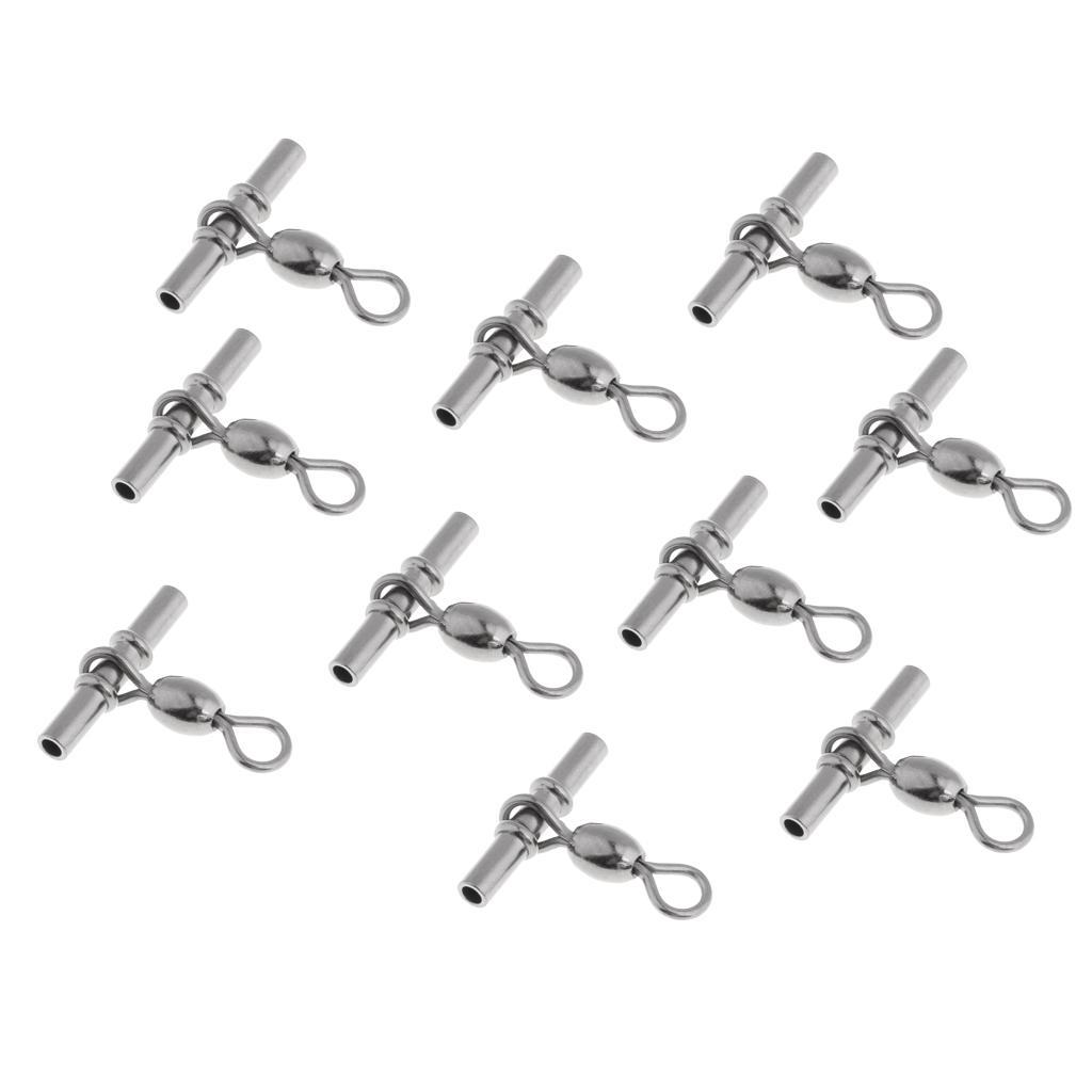10 Pieces Fishing Cross-line Crane Swivel 3 Way T-shape Fishing Swivel Crimp Swivel