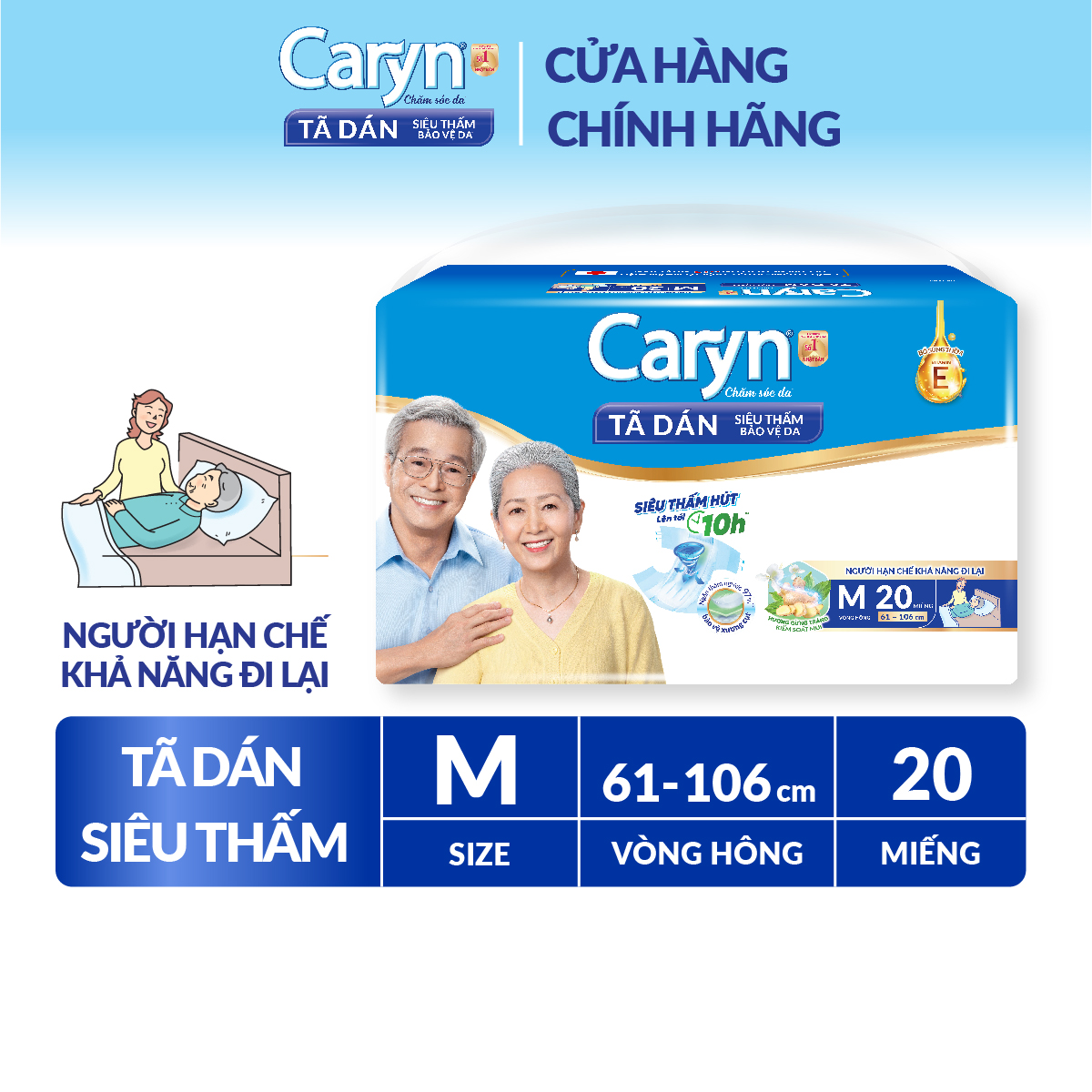 Tã Dán Siêu Thấm Caryn Gói Siêu Lớn M20 20 Miếng