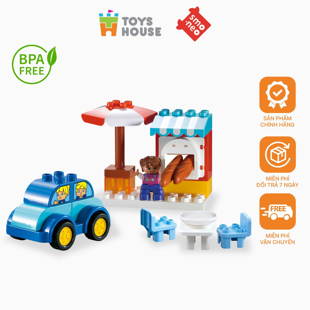 Bộ đồ chơi lắp ghép smoneo duplo xếp hình mô hình theo đa dạng chủ đề cửa hàng - robot- tàu hỏa - oto - TOYS HOUSE 55001/77001/66001