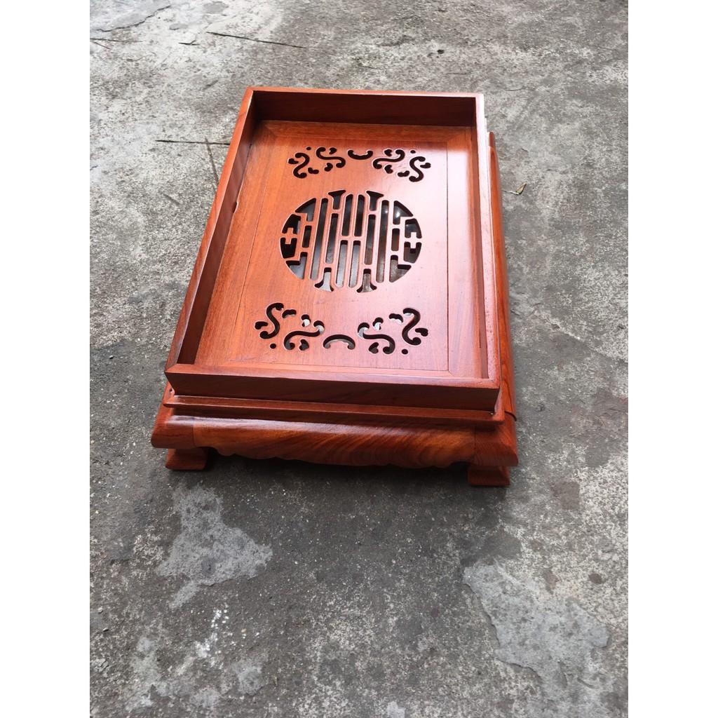 Khay trà chân quỳ mẫu trơn gỗ hương