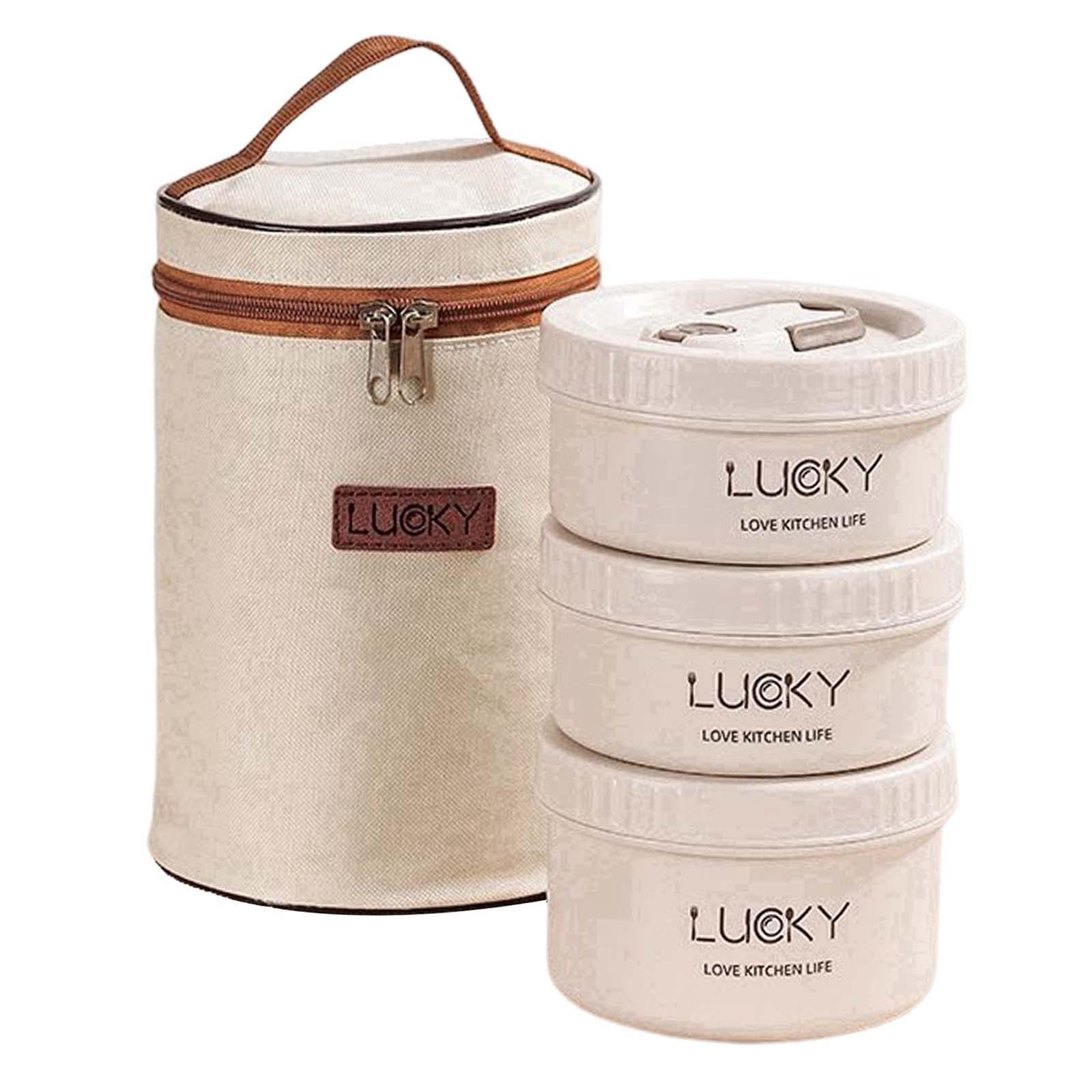 Portable Lunch Box Cutlery Set with Flatware Leakproof for Picnic Adult Kids