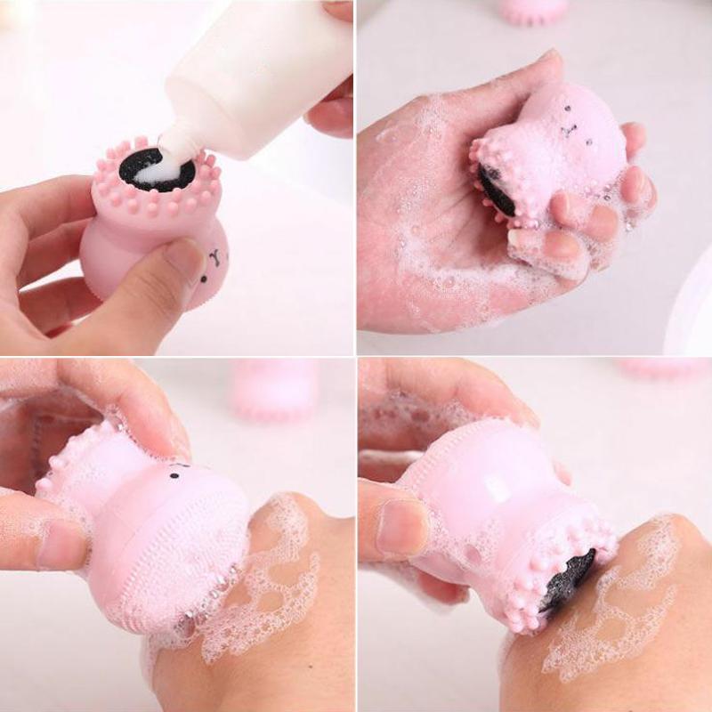 10 Chiếc Ốp Mặt Mút Rửa Tẩy Tế Bào Chết Tẩy Vệ Sinh Dễ Thương Hình Con Bạch Tuộc Rửa Mặt Massage Trị Lỗ Chân Lông Sữa Rửa Mặt