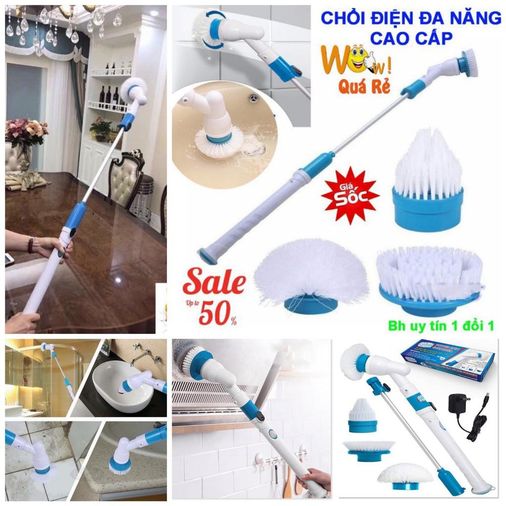 Chổi điện chà sàn nhà tắm nhà vệ sinh đa năng tặng kèm 3 đầu loại tốt hàng cao câp bảo hành 12 tháng