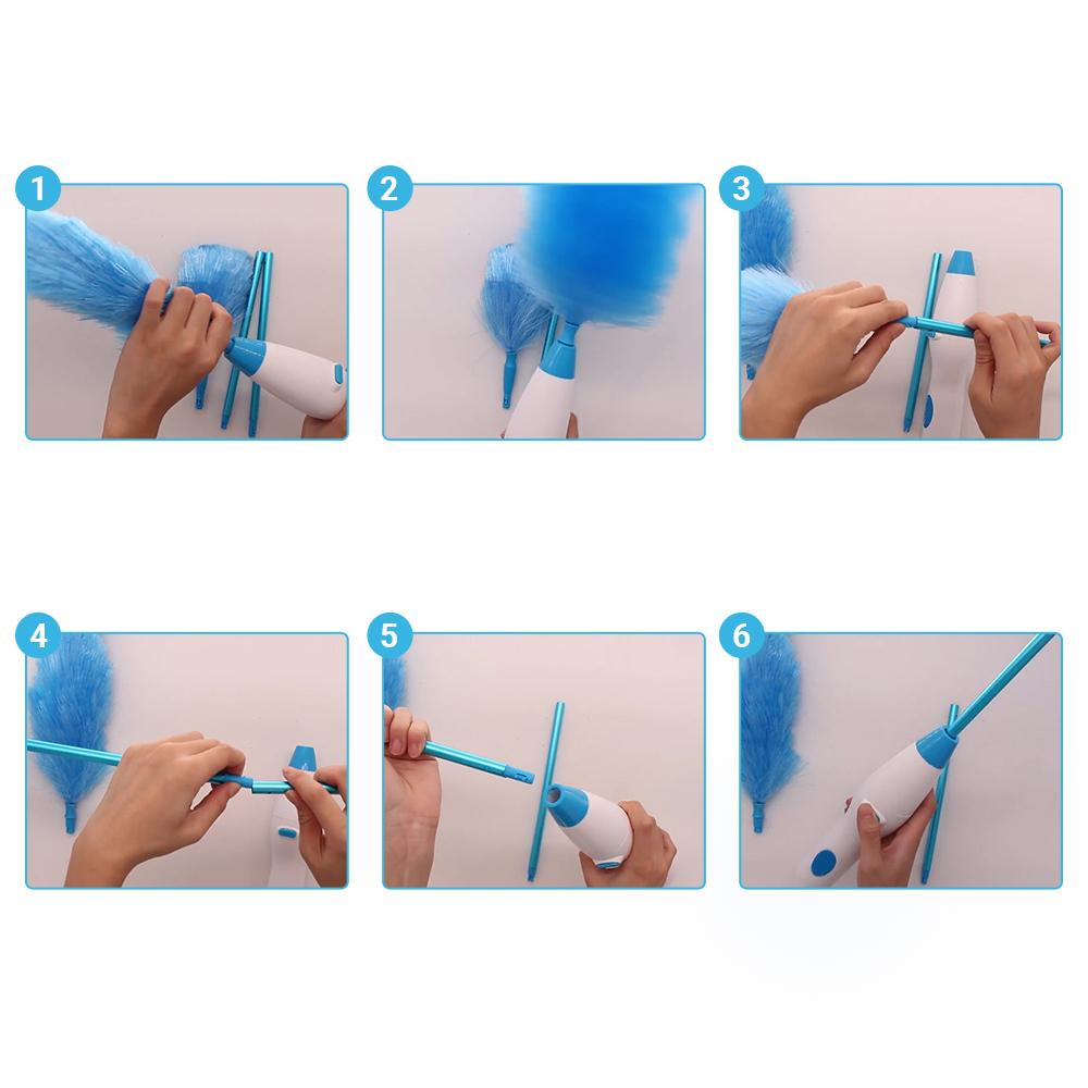 Handheld Battery Operated Electric Spin Duster Feather Duster Retractable Microfiber Cleaning Brush Hand Dust Duster