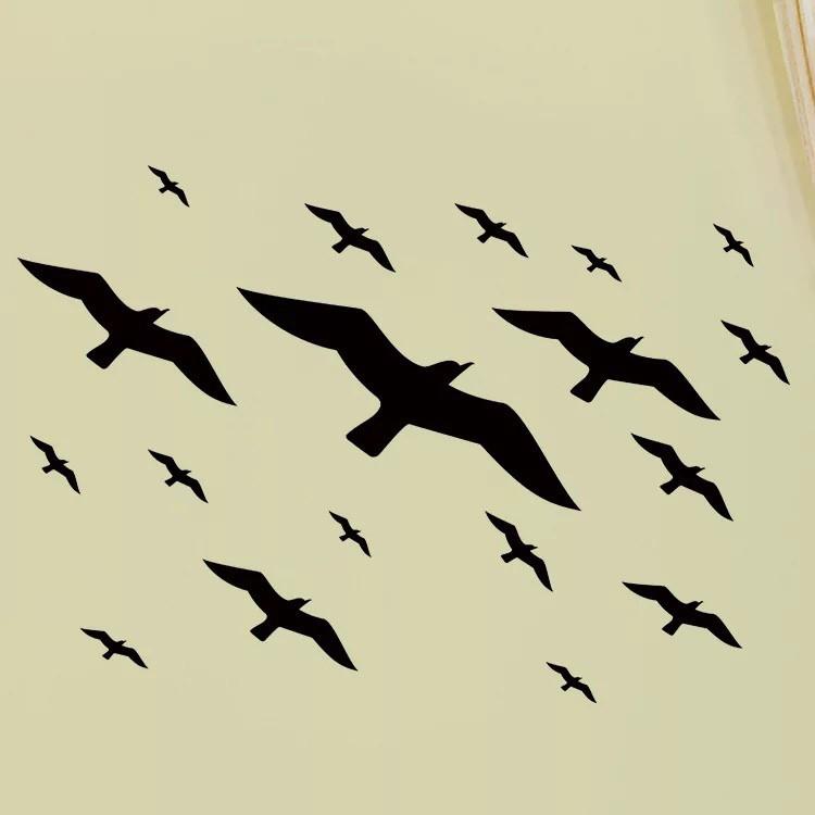 Decal trang trí tường cao cấp mẫu Đàn Chim bay lượn