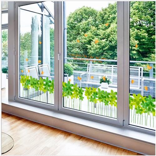 Decal dán chân tường hoa xanh may mắn