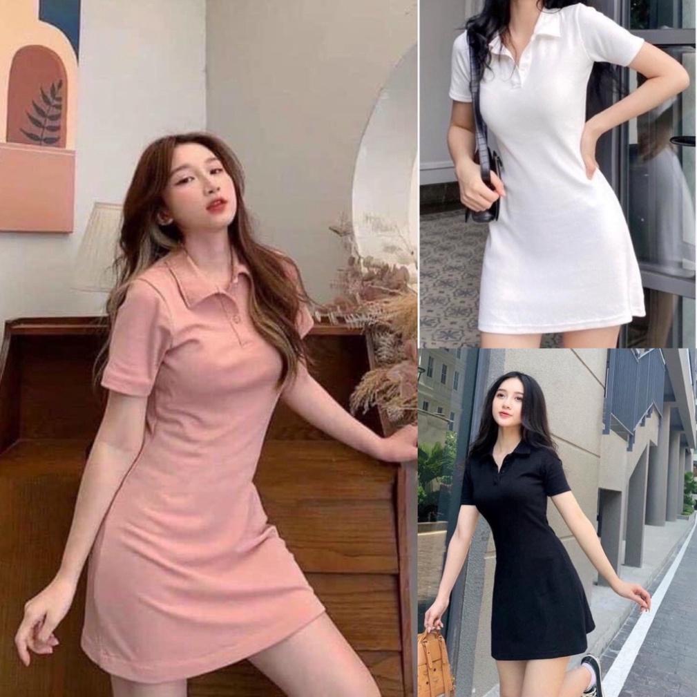 đầm polo dáng suông - váy xuông cổ sơmi chất cotton kéo giãn phong thái tươi trẻ V147 coco land chất đẹp deal tốt