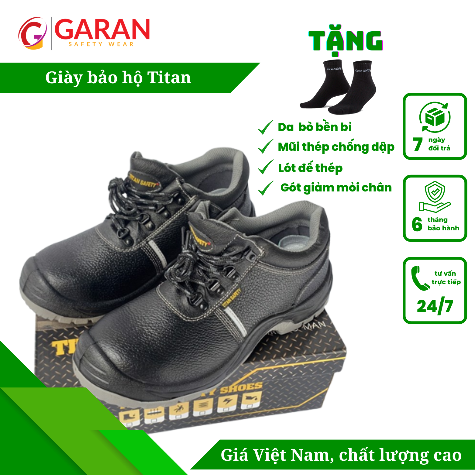 Giày Bảo Hộ Lao Động TiTan Safety Dành Cho Nam Đi Công Trình