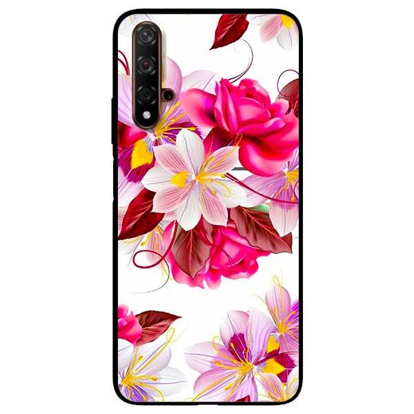 Ốp lưng dành cho Huawei Nova 5T - Hoa Đỏ Nền Trắng
