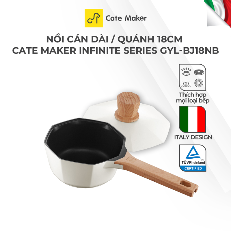 Nồi cán dài/ quánh Cate-Maker INFINITE SERIES GYL-BJ18NB, size 18cm, thiết kế thông minh, dùng cho mọi loại bếp