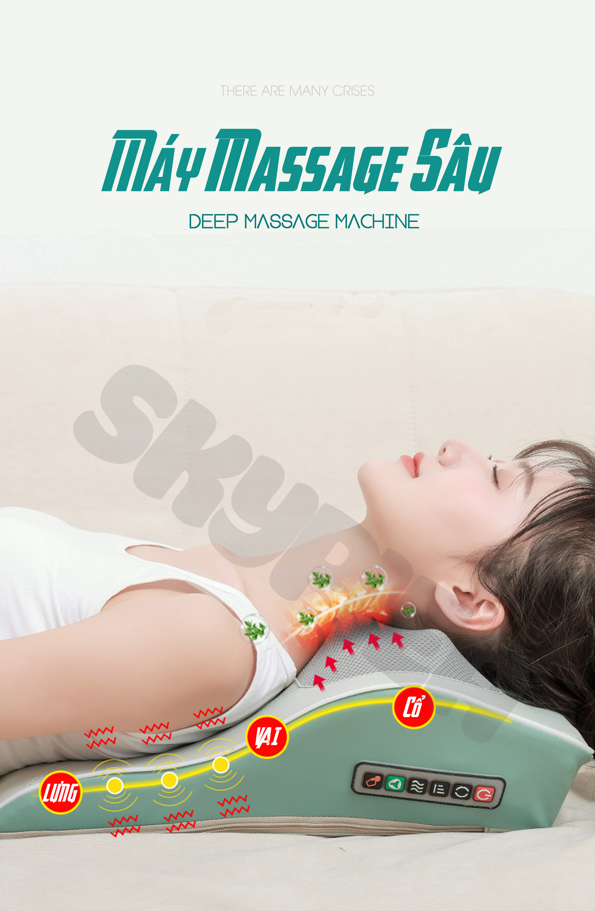 Gối Massage Hồng Ngoại- Model 2021 - 16 Đầu Bi Mát Xa - Thương Hiệu SKYPIEA -  Sử Dụng Pin Sạc - Đệm Massage Toàn Thân