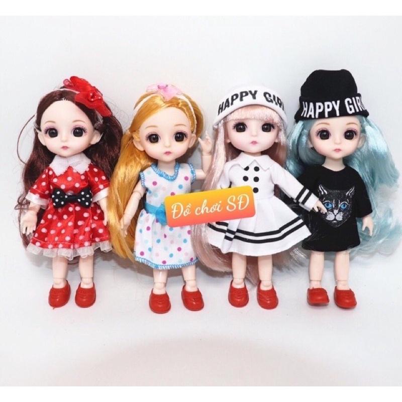 búp bê 16 cm - combo 4 búp bê và 8áo ngẫu nhiên