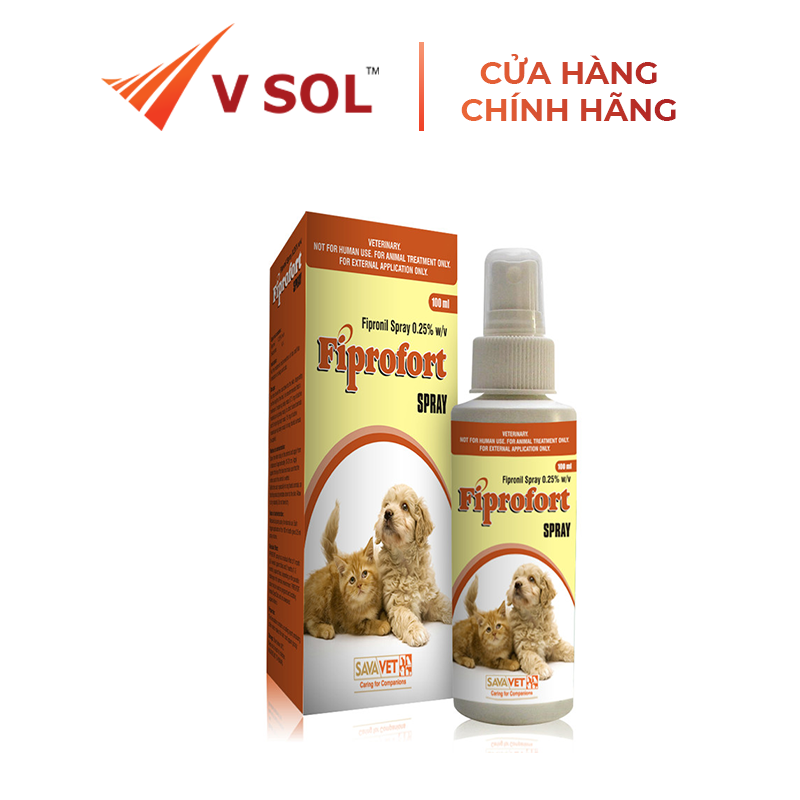 Dung dịch phun xịt diệt bọ chét, trứng bọ chét, con bét, con ve, rận chấy ở chó mèo Fiprofort Spray 100ml