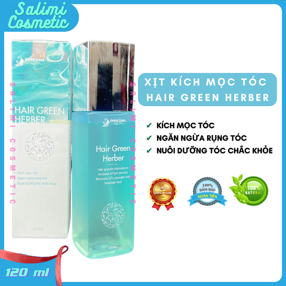 Xịt Kích Mọc Tóc Thảo Dược HAIR GREEN HERBER Dung Tích 120 ml - Phục Hồi Tóc Rụng, Dưỡng Tóc Suôn Mượt, Ngăn Ngừa Gãy Rụng, Làm Chắc Khoẻ Chân Tóc