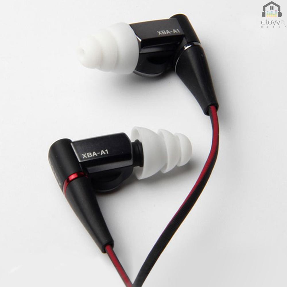 Set 3 cặp 6 cặp nút bọc đầu tai nghe nhét tai bằng silicon ba lớp màu sắc ngẫu nhiên