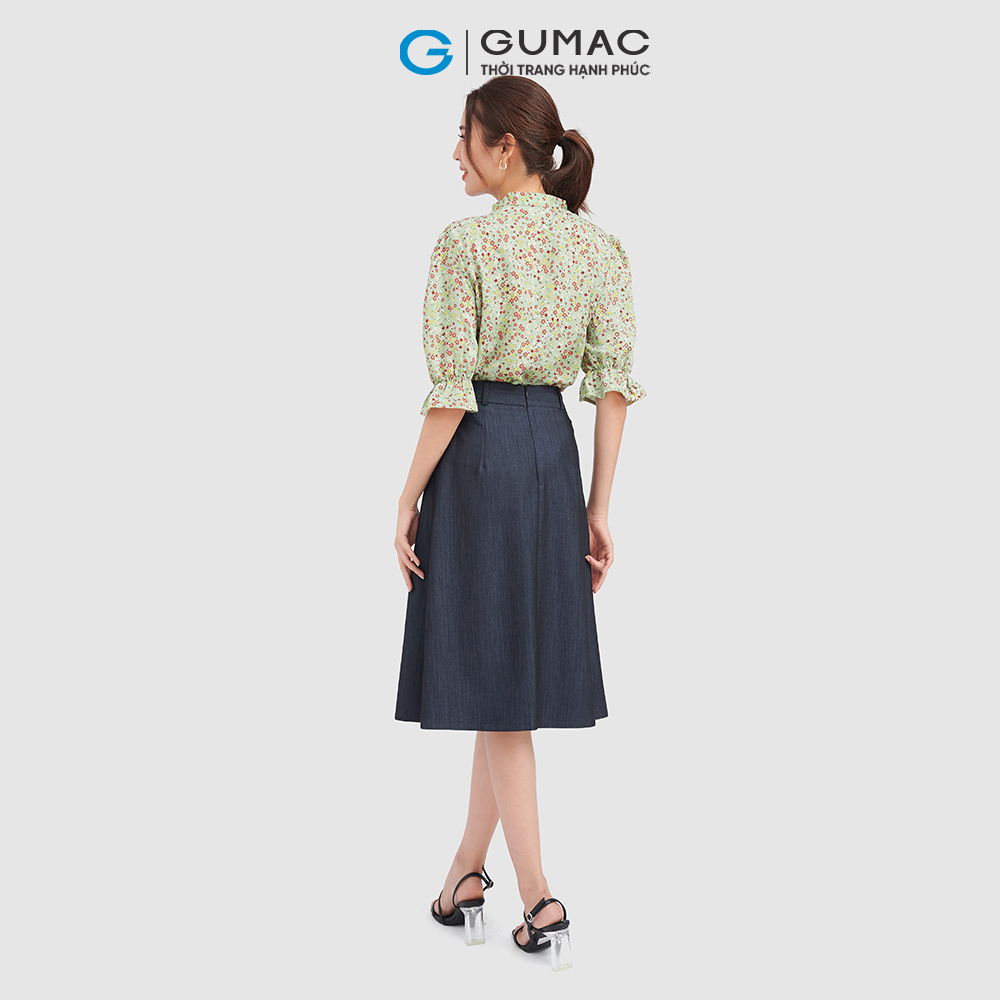 Áo sơ mi nữ GUMAC LA0905 họa tiết hoa nhí vải lụa mềm mại