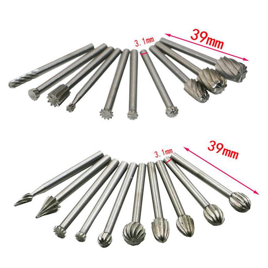 20pcs HSS Steel Burr 3MM Shank Rotary Cutter File Set Die Grinder Drill Bit