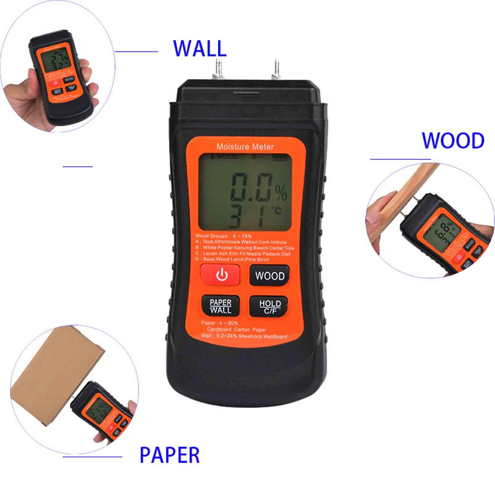 Máy đo độ ẩm gỗ cầm tay kỹ thuật số, Màn hình LCD độ nét cao, nhẹ và bền