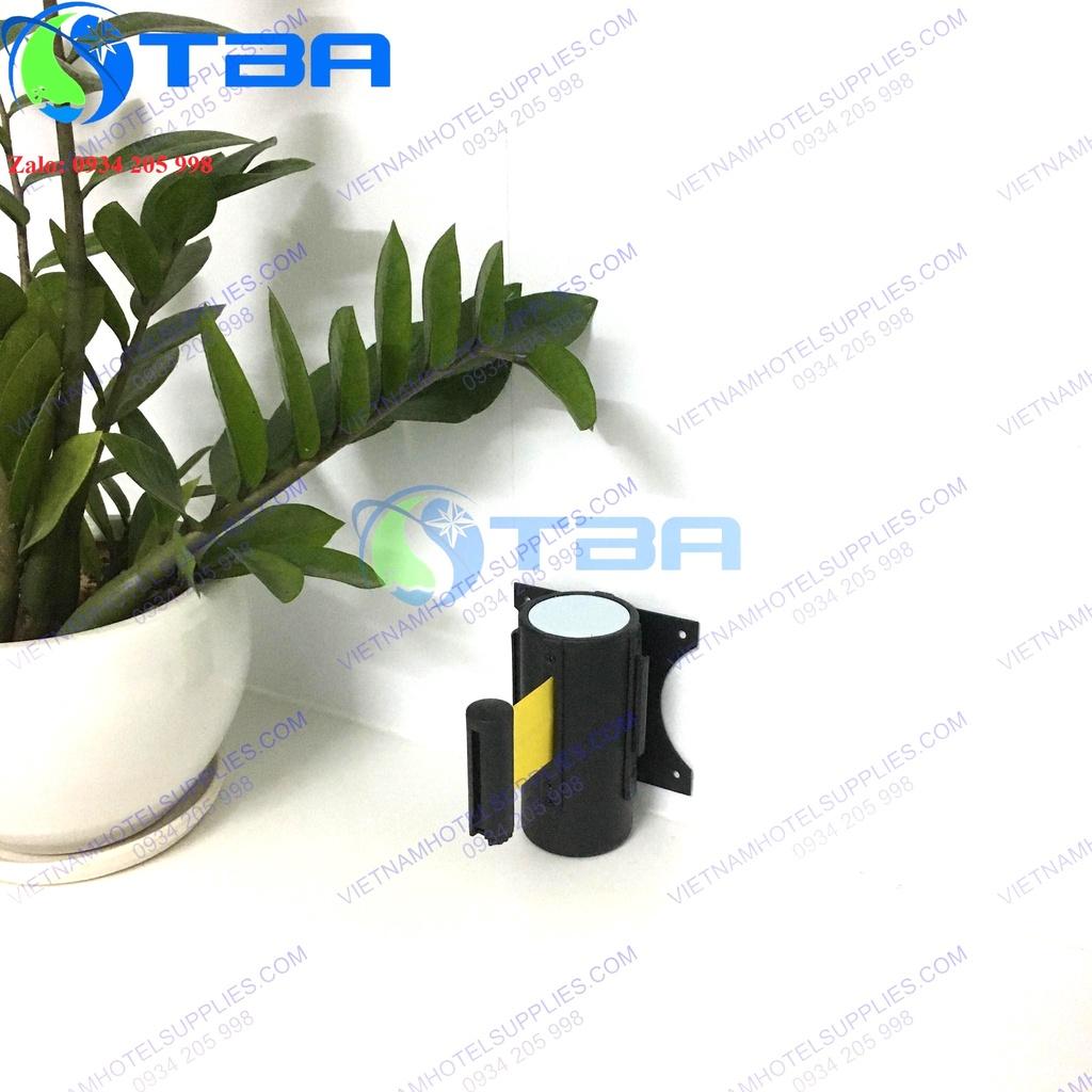 Đầu trụ chắn dây kéo gắn tường màu đen 2m với dây căng màu vàng cao cấp